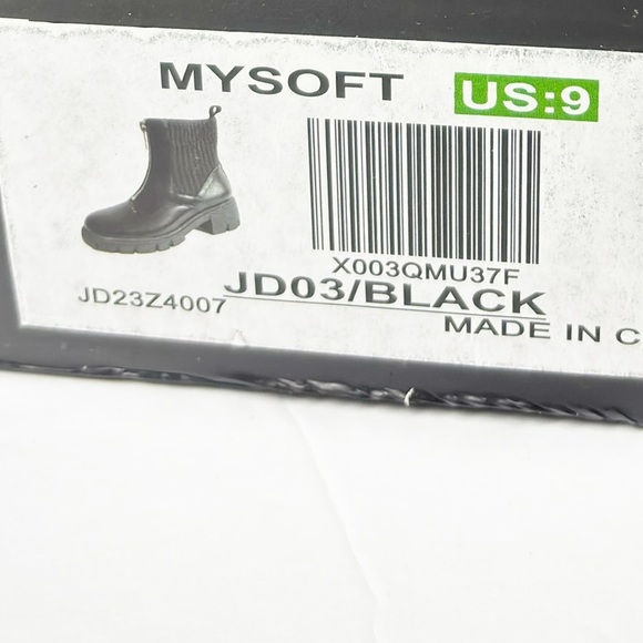 MYSOFT BLACK ANKLE BOOTS WOMEN ZIP SYNTHETIC LEATHER BOOTS SIZE 9 NEW WITH BOX - Picture 4 of 9